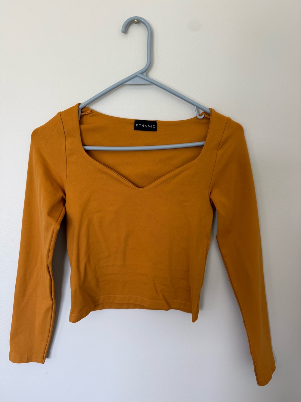 Dynamic Women's Mustard Long-Sleeve Scoop V-Neck Top